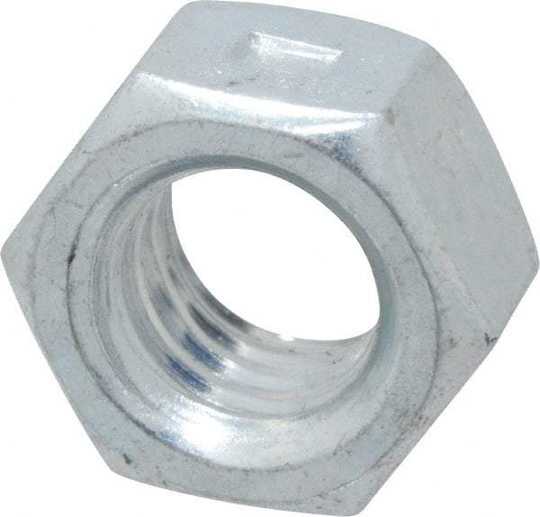 Value Collection - 3/8-16 UNC Grade 2 Two Way Lock Nut with Distorted Thread - 9/16" Width Across Flats, 21/64" High, Zinc-Plated Finish - Eagle Tool & Supply