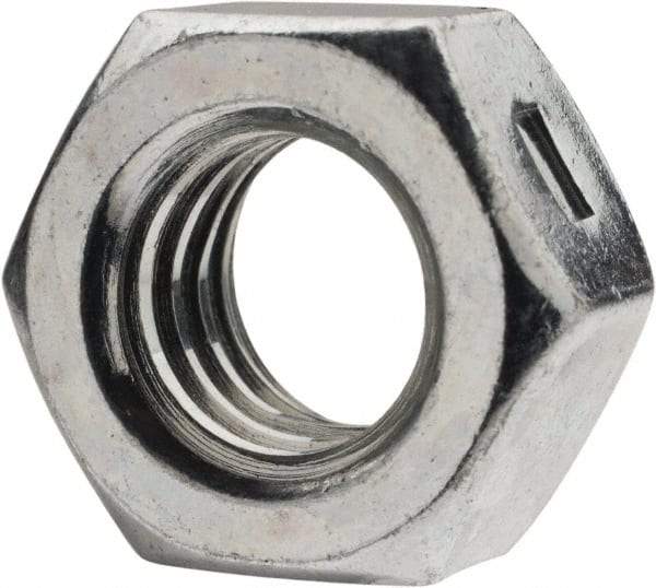 Value Collection - 7/16-14 UNC Grade 2 Two Way Lock Nut with Distorted Thread - 11/16" Width Across Flats, 3/8" High, Zinc-Plated Finish - Eagle Tool & Supply