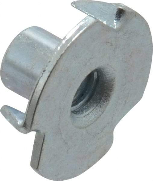 Value Collection - #8-32 Zinc-Plated Steel Standard Tee Nut - 1/4" Barrel Length, 5/8" Flange Diam, 3 Prongs - Eagle Tool & Supply