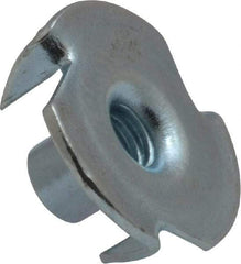 Value Collection - #10-24 Zinc-Plated Steel Standard Tee Nut - 5/16" Barrel Length, 3/4" Flange Diam, 3 Prongs - Eagle Tool & Supply