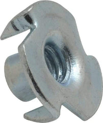 Value Collection - 1/4-20 Zinc-Plated Steel Standard Tee Nut - 5/16" Barrel Length, 3/4" Flange Diam, 3 Prongs - Eagle Tool & Supply