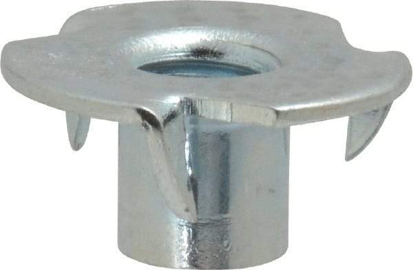 Value Collection - 5/16-18 Zinc-Plated Steel Standard Tee Nut - 3/8" Barrel Length, 7/8" Flange Diam, 3 Prongs - Eagle Tool & Supply