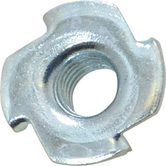 Value Collection - 3/8-16 Zinc-Plated Steel Standard Tee Nut - 7/16" Barrel Length, 1" Flange Diam, 3 Prongs - Eagle Tool & Supply