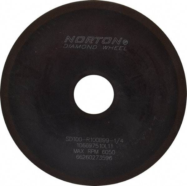 Norton - 6" Diam x 1-1/4" Hole x 1/16" Thick, 100 Grit Surface Grinding Wheel - Diamond, Type 1A1, Fine Grade, Resinoid Bond - Eagle Tool & Supply
