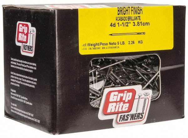 Value Collection - 4D, 15 Gauge, 1-1/2" OAL Finishing Nails - Smooth Shank, Grade 2 Steel, Bright Finish - Eagle Tool & Supply