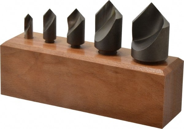 Keo - 5 Piece, 1/4 to 1" Head Diam, 82° Included Angle, Single End Countersink Set - Eagle Tool & Supply