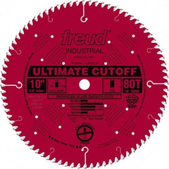 Freud - 10" Diam, 5/8" Arbor Hole Diam, 80 Tooth Wet & Dry Cut Saw Blade - Carbide-Tipped, Standard Round Arbor - Eagle Tool & Supply