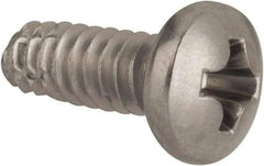 Value Collection - #6-32 UNC Thread, 3/8" Length Under Head, #2 Phillips Drive Stainless Steel Thread Cutting Screw - Pan Head, Grade 410, Point Type F - Eagle Tool & Supply