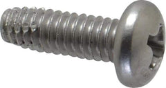 Value Collection - #8-32 UNC Thread, 1/2" Length Under Head, #2 Phillips Drive Stainless Steel Thread Cutting Screw - Pan Head, Grade 410, Point Type F - Eagle Tool & Supply