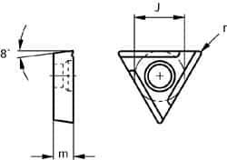 Komet - TOHX140305 G20 Grade K10 Carbide Boring Insert - Uncoated, 60° Triangle, 8° Relief Angle, 8.2mm Inscr Circle, 3mm Thick, 0.5mm Corner Radius - Eagle Tool & Supply