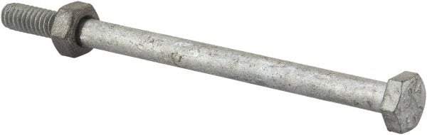 Value Collection - 1/4-20 Thread, 4" Length Under Head, Steel Hex Head Bolt - Hot Dipped Galvanized Coated, 7/16" Hex, UNC Thread, ANSI/ASME B18.2.2 & ASME B18.2.1, Grade 2 - Eagle Tool & Supply