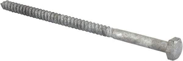 Value Collection - 1/4" Screw, 5" Length Under Head, Steel, Hex Head Lag Screw - Hot Dipped Galvanized, AISI 1006, ASME B18.2.1 Fastner, Grade 1006-1022 - Eagle Tool & Supply