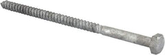 Value Collection - 1/4" Screw, 5" Length Under Head, Steel, Hex Head Lag Screw - Hot Dipped Galvanized, AISI 1006, ASME B18.2.1 Fastner, Grade 1006-1022 - Eagle Tool & Supply
