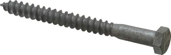 Value Collection - 3/8" Screw, 4" Length Under Head, Steel, Hex Head Lag Screw - Hot Dipped Galvanized, AISI 1006, ASME B18.2.1 Fastner, Grade 1006-1022 - Eagle Tool & Supply