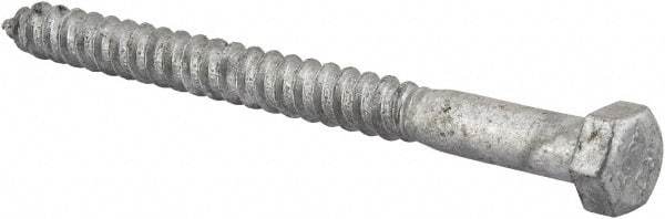 Value Collection - 3/8" Screw, 4-1/2" Length Under Head, Steel, Hex Head Lag Screw - Hot Dipped Galvanized, AISI 1006, ASME B18.2.1 Fastner, Grade 1006-1022 - Eagle Tool & Supply