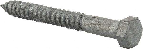 Value Collection - 1/2" Screw, 4-1/2" Length Under Head, Steel, Hex Head Lag Screw - Hot Dipped Galvanized, AISI 1006, ASME B18.2.1 Fastner, Grade 1006-1022 - Eagle Tool & Supply