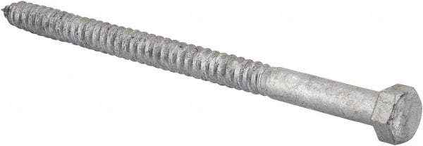 Value Collection - 1/2" Screw, 8" Length Under Head, Steel, Hex Head Lag Screw - Hot Dipped Galvanized, AISI 1006, ASME B18.2.1 Fastner, Grade 1006-1022 - Eagle Tool & Supply