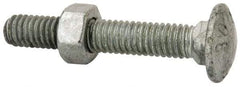 Value Collection - 5/16-18 UNC 2" Length Under Head, Standard Square Neck, Carriage Bolt - 1006-1050 Steel, Galvanized Zinc-Plated Finish - Eagle Tool & Supply