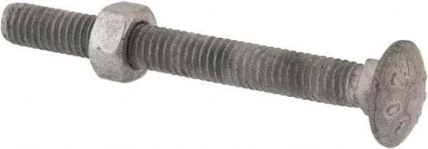 Value Collection - 5/16-18 UNC 3" Length Under Head, Standard Square Neck, Carriage Bolt - 1006-1050 Steel, Galvanized Zinc-Plated Finish - Eagle Tool & Supply