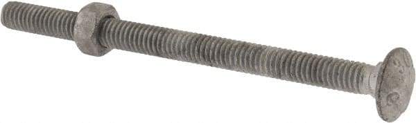 Value Collection - 5/16-18 UNC 4-1/2" Length Under Head, Standard Square Neck, Carriage Bolt - 1006-1050 Steel, Galvanized Zinc-Plated Finish - Eagle Tool & Supply