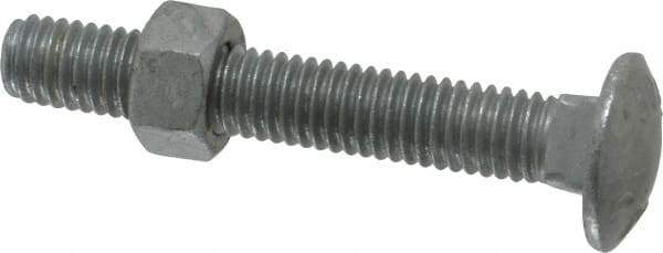 Value Collection - 3/8-16 UNC 2-1/2" Length Under Head, Standard Square Neck, Carriage Bolt - 1006-1050 Steel, Galvanized Zinc-Plated Finish - Eagle Tool & Supply