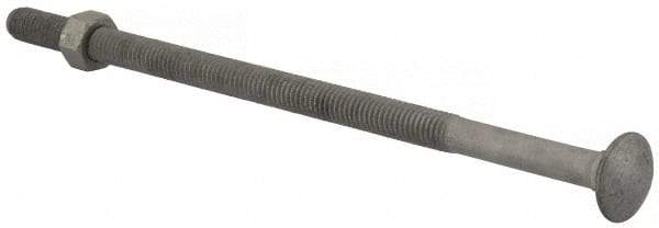 Value Collection - 3/8-16 UNC 8" Length Under Head, Standard Square Neck, Carriage Bolt - 1006-1050 Steel, Galvanized Zinc-Plated Finish - Eagle Tool & Supply