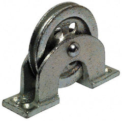 Value Collection - Single Open Upright Mount Guidance Pulley - Sheave, 4-1/2 Inch Outside Diameter, Wire Rope, 3/8 Inch Diameter, 0.235 Inch to 0.246 Inch Mounting Hole Diameter Iron, Galvanized Finish - Eagle Tool & Supply