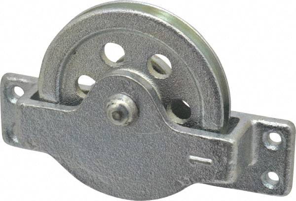 Value Collection - Single Open Side Mount Guidance Pulley - Sheave, 2-1/2 Inch Outside Diameter, Wire Rope, 3/16 Inch Diameter, 0.144 Inch to 0.155 Inch Mounting Hole Diameter Iron, Galvanized Finish - Eagle Tool & Supply