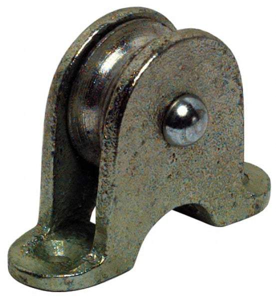 Value Collection - Single Open Upright Mount Guidance Pulley - Sheave, 2 Inch Outside Diameter, Fibrous Rope, 1/2 Inch Diameter, 0.209 Inch to 0.22 Inch Mounting Hole Diameter Malleable Iron, Galvanized Finish - Eagle Tool & Supply