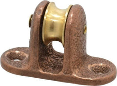 Value Collection - Single Upright Mount Guidance Pulley - Sheave, 11/16 Inch Outside Diameter, Fibrous Rope, 1/4 Inch Diameter, 0.144 Inch to 0.155 Inch Mounting Hole Diameter Bronze, Finish - Eagle Tool & Supply