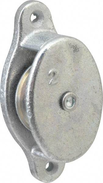 Value Collection - Single Side Side Mount Guidance Pulley - Sheave, 1-1/2 Inch Outside Diameter, Fibrous Rope, 3/8 Inch Diameter, 0.183 Inch to 0.194 Inch Mounting Hole Diameter Malleable Iron, Galvanized Finish - Eagle Tool & Supply