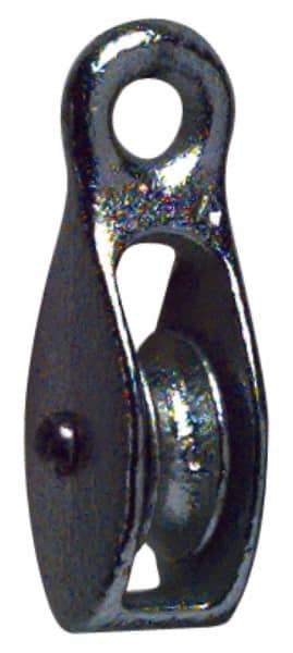 Value Collection - Rigid Eye Single Sheave Pulley - Sheave, 3/4 Inch Outside Diameter, Fibrous Rope, 3/16 Inch Diameter, Brass - Eagle Tool & Supply