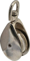 Value Collection - Swivel Eye Single Sheave Pulley - Sheave, 2 Inch Outside Diameter, Fibrous Rope, 7/16 Inch Diameter, Gray Iron, Zinc Plated Finish - Eagle Tool & Supply