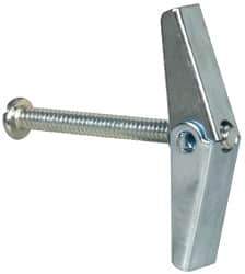 Value Collection - 3/16" Screw, 3/16" Diam, 2" Long, Toggle Bolt Drywall & Hollow Wall Anchor - 3/16" Drill, Zinc Plated, Steel, Use in Concrete, & Masonry, Hollow Tile, Plaster & Wallboard - Eagle Tool & Supply