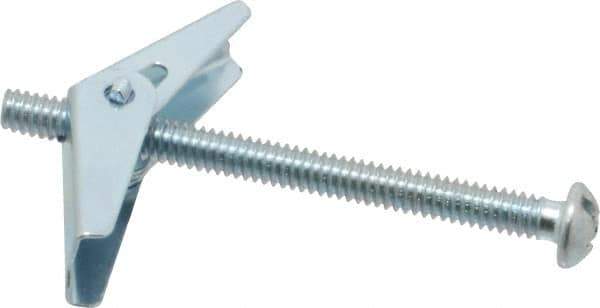 Value Collection - 1/4" Screw, 1/4" Diam, 3" Long, Toggle Bolt Drywall & Hollow Wall Anchor - 1/4" Drill, Zinc Plated, Steel, Use in Concrete, & Masonry, Hollow Tile, Plaster & Wallboard - Eagle Tool & Supply