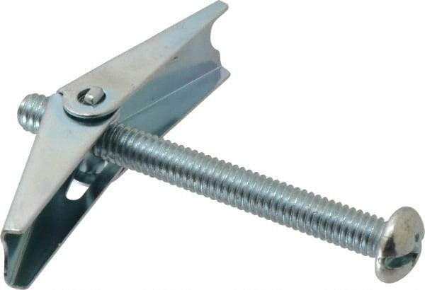 Value Collection - 5/16" Screw, 5/16" Diam, 3" Long, Toggle Bolt Drywall & Hollow Wall Anchor - 5/16" Drill, Zinc Plated, Steel, Use in Concrete, & Masonry, Hollow Tile, Plaster & Wallboard - Eagle Tool & Supply