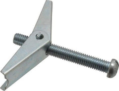 Value Collection - 1/2" Screw, 1/2" Diam, 4" Long, Toggle Bolt Drywall & Hollow Wall Anchor - 1/2" Drill, Zinc Plated, Steel, Use in Concrete, & Masonry, Hollow Tile, Plaster & Wallboard - Eagle Tool & Supply