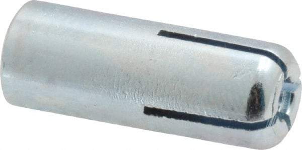 Value Collection - 1/4" Diam, 3/8" Drill, 1" OAL, Drop-In Concrete Anchor - Grade 5 Steel, Zinc-Plated Finish, 1/2" Thread Length - Eagle Tool & Supply