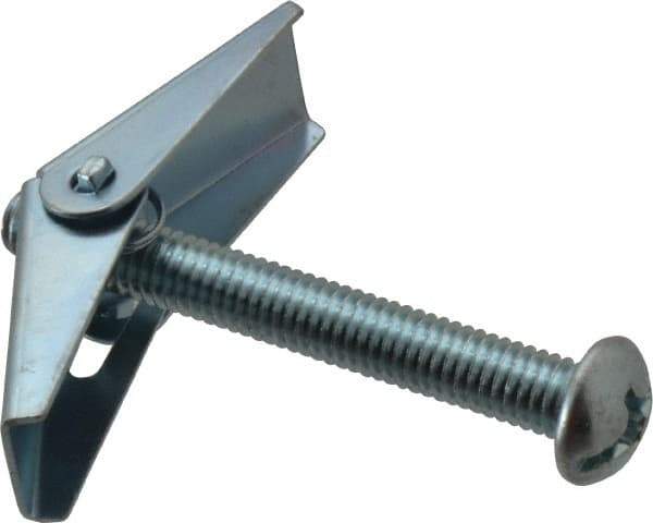 Value Collection - 3/8" Screw, 3/8" Diam, 3" Long, Toggle Bolt Drywall & Hollow Wall Anchor - 3/8" Drill, Zinc Plated, Steel, Use in Concrete, & Masonry, Hollow Tile, Plaster & Wallboard - Eagle Tool & Supply