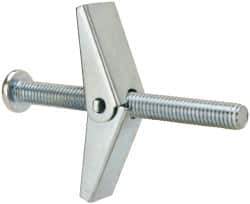 Value Collection - 1/8" Screw, 1/8" Diam, 2" Long, Toggle Bolt Drywall & Hollow Wall Anchor - 1/8" Drill, Zinc Plated, Steel, Use in Concrete, & Masonry, Hollow Tile, Plaster & Wallboard - Eagle Tool & Supply