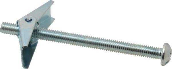 Value Collection - 3/8" Screw, 3/8" Diam, 5" Long, Toggle Bolt Drywall & Hollow Wall Anchor - 3/8" Drill, Zinc Plated, Steel, Use in Concrete, & Masonry, Hollow Tile, Plaster & Wallboard - Eagle Tool & Supply