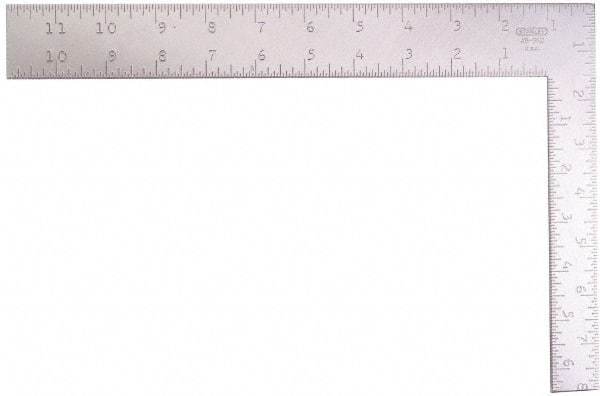 Stanley - 8" Blade Length x 1" Blade Width, 12" Base Length x 1-1/2" Base Width Steel Square - 1 Inch Wide Blade, 1-1/2 Inch Wide Base - Eagle Tool & Supply