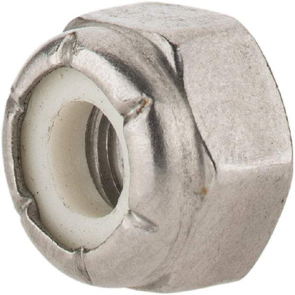 Value Collection - 1/4-20 UNC 18-8 Hex Lock Nut with Nylon Insert - 7/16" Width Across Flats, 19/64" High - Eagle Tool & Supply