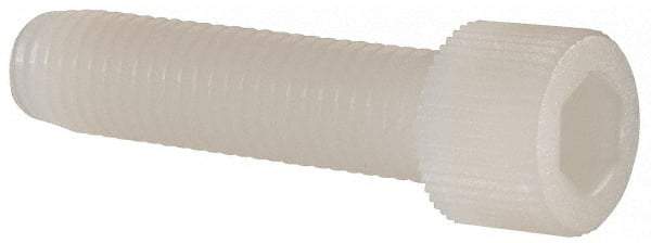 Made in USA - 1/4-28 UNF Hex Socket Drive, Socket Cap Screw - Grade 6/6 Nylon, Uncoated, Fully Threaded, 1" Length Under Head - Eagle Tool & Supply