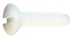 Made in USA - #10-24 UNC, 3/4" OAL Slotted Drive Machine Screw - Flat Head, Grade 6/6 Nylon, Uncoated, Without Washer - Eagle Tool & Supply