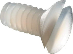 Made in USA - #4-40 UNC, 1/4" OAL Slotted Drive Machine Screw - Flat Head, Grade 6/6 Nylon, Uncoated, Without Washer - Eagle Tool & Supply