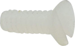Made in USA - #4-40 UNC, 5/16" OAL Slotted Drive Machine Screw - Flat Head, Grade 6/6 Nylon, Uncoated, Without Washer - Eagle Tool & Supply