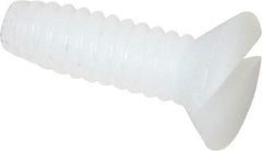 Made in USA - #4-40 UNC, 3/8" OAL Slotted Drive Machine Screw - Flat Head, Grade 6/6 Nylon, Uncoated, Without Washer - Eagle Tool & Supply