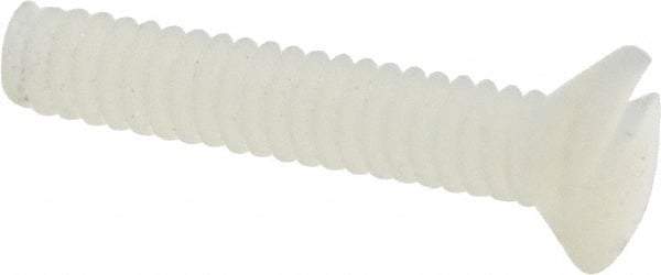 Made in USA - #4-40 UNC, 5/8" OAL Slotted Drive Machine Screw - Flat Head, Grade 6/6 Nylon, Uncoated, Without Washer - Eagle Tool & Supply