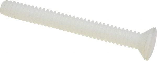 Made in USA - #4-40 UNC, 1" OAL Slotted Drive Machine Screw - Flat Head, Grade 6/6 Nylon, Uncoated, Without Washer - Eagle Tool & Supply